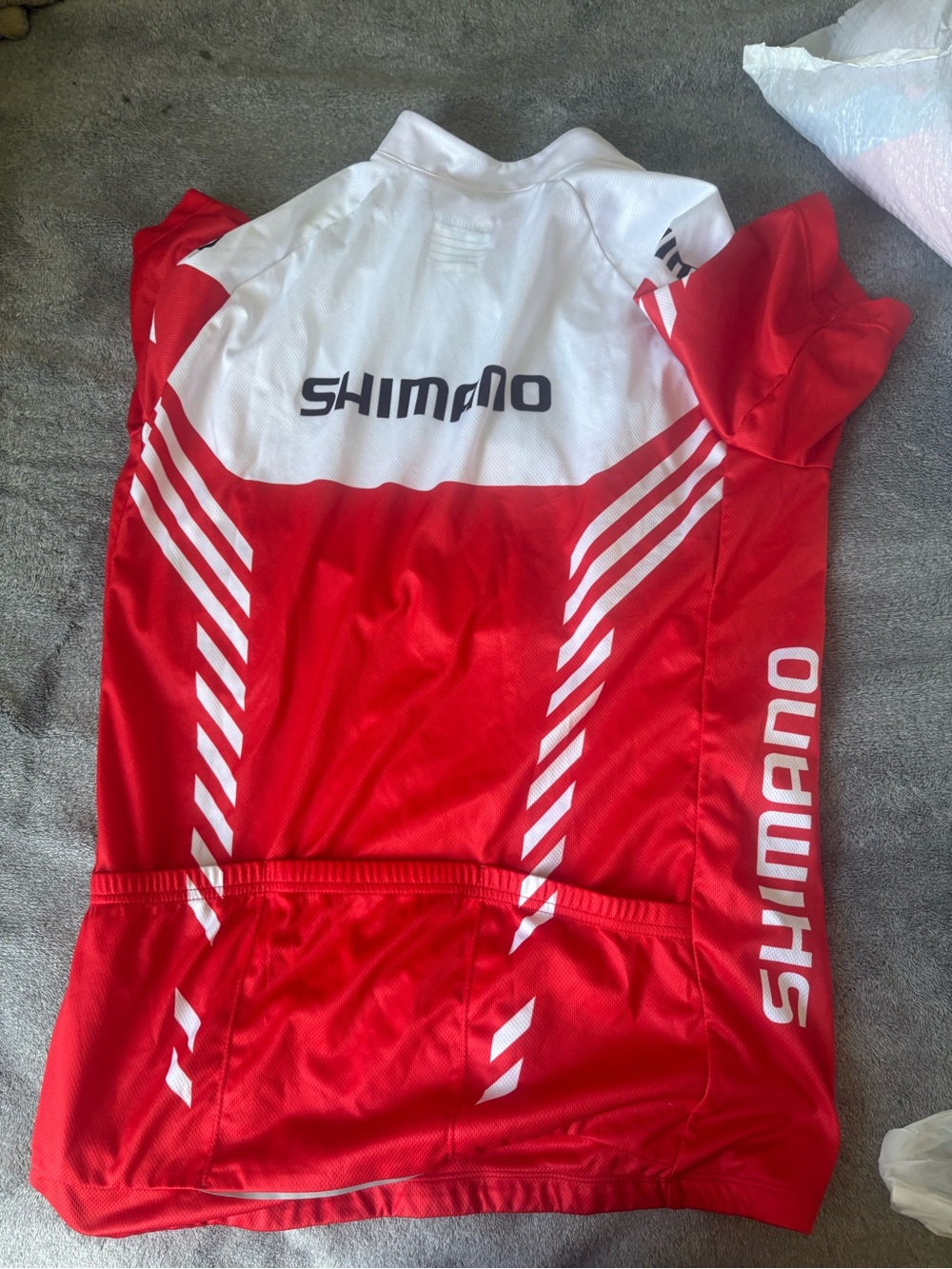 Shimano Red and White Performance Cycling Jersey - PREOWNED, GOOD CONDITION